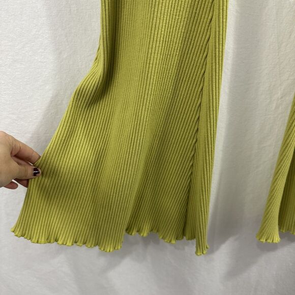 Aerie Ribbed Flare Green Pull On Pants Womens Size M Boho Flare Colorful - Picture 6 of 9